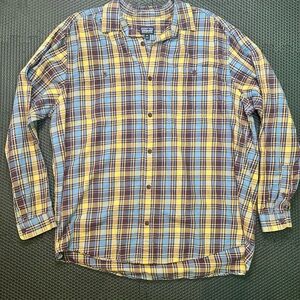 Patagonia Vibrant Blue and Yellow Plaid Casual Shirt